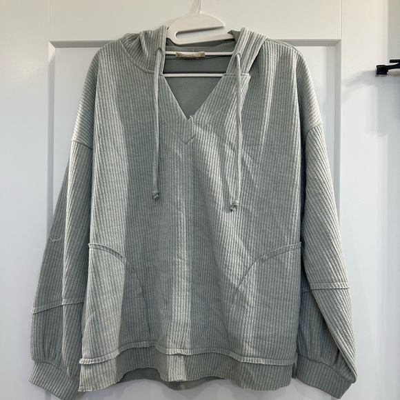 V-Neck Women's Sweater in Light Gray - Picture 1 of 3